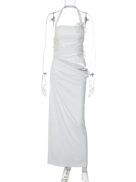 Sophisticated Coquette Aesthetic Halter Dress - Picture 4 of 10